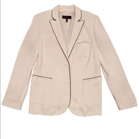 Escada Cream/Black Blazer Tailored Suit Jacket Size 12/Large MSRP $695 - Picture 1 of 11